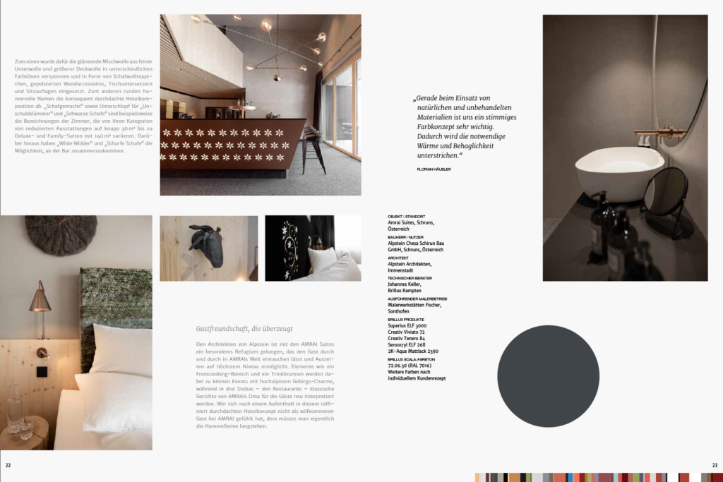 Amrai Hotel im Branchenmagazin Colore von Brillux